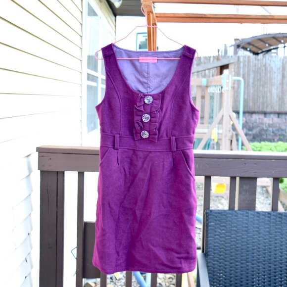 Purple Wool Blend Mini Dress - Sleeveless / Lined - a. YiLian - Picture 1 of 6